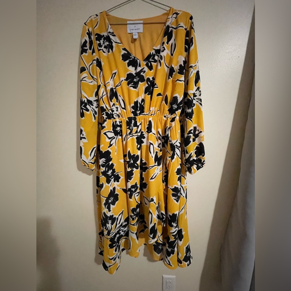 Lane Bryant black and yellow floral dress